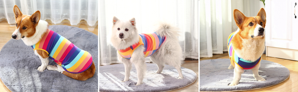 Dog shirt cotton striped dog clothes tee shirt classic vest sleeveless t-shirt
