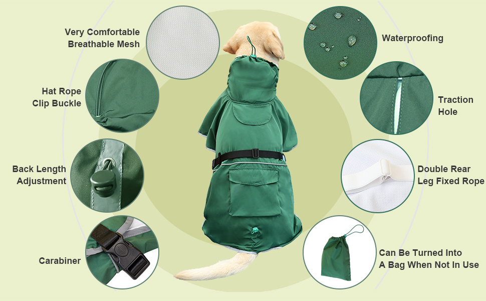 Dog Raincoat Green03