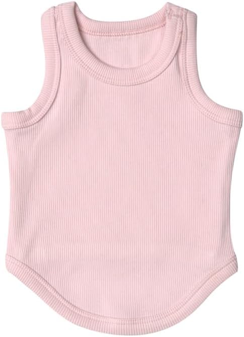 Cute Dog Clothes, Ribbed Tank Top T Shirt for Small, Medium or Large Pets, Breathable & Soft Cotton Blend (White, M)