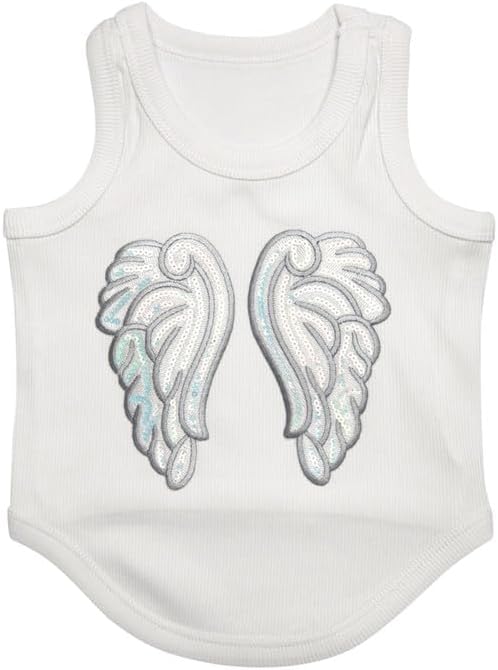 Cute Dog Clothes, Ribbed Tank Top T Shirt for Small, Medium or Large Pets, Breathable & Soft Cotton Blend (White, M)