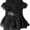 41X4PotGL2L._AC Pet Dog Cat Wednesday Dress Addams Costume Cosplay Cute Puppy Kitten Black Coat Clothes with Belt Halloween Party Dress up Pretend Play for Small Medium Dogs