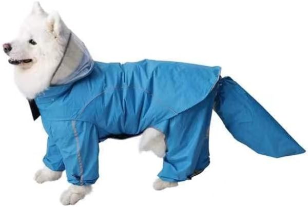 Dog Raincoat 2 Piece Sets, Adjustable Dog Rain Jacket and Vest, Double Layer, Storage Pocket for Giant,Large and Medium Dogs (Lake Blue, 12XL)