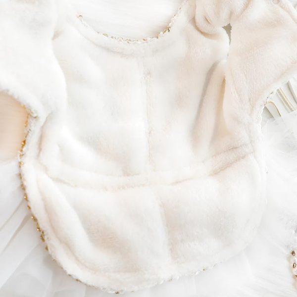 Dog Princess Dresses for Small Dogs Lolita Clothes Lace Tweed Costume Pet Girl Cute Coat Outfits Fall Costumes (M,White)