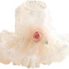 Dog Wedding Dresses Retro for Small Dogs Skirt Lolita Puppy Clothes Rose Flowers Princess Costume Pet Girl Cat Cute Coat Outfits Summer Costumes (XS,Rose)