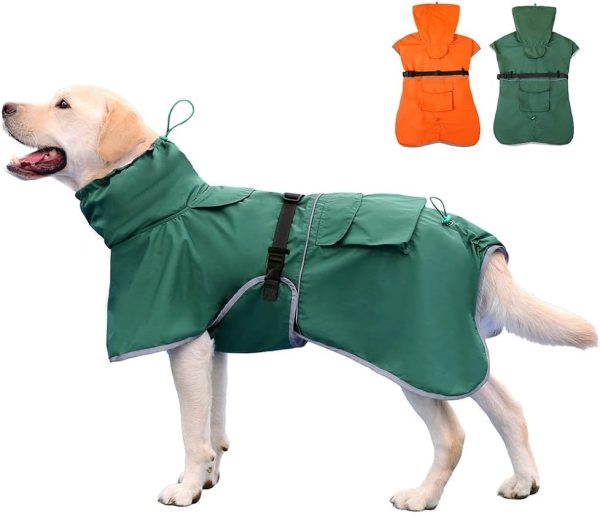 Pet Large Dog Raincoat Apparel Poncho Waterproof for Medium Large Sized for Dog Raincoat (Green, 6XL)