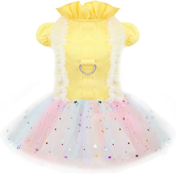 Small Dog Harness Dress Pink Cute Rainbow Tutu Dresses for Dogs Princess Summer Puppy Dog Dress for Small Dogs Girl Cat Dresses Clothes for Cats Only Shih Tzu Chihuahua Dog Clothes, Small