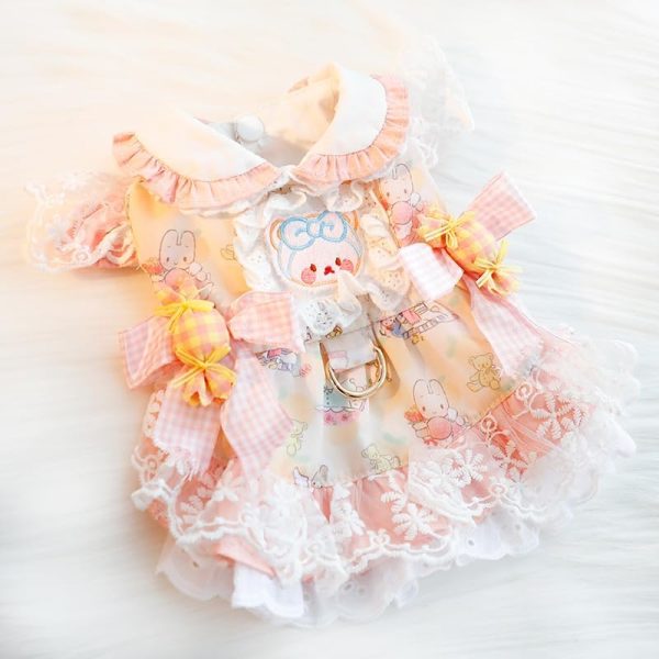 Dog Princess Dresses for Small Dogs Cat Lolita Lace Bow Clothes Candy Costume Pink Bear Pet Hoodies Girl Cute Coat Outfits Spring Costumes Summer (S,Candy Bear)