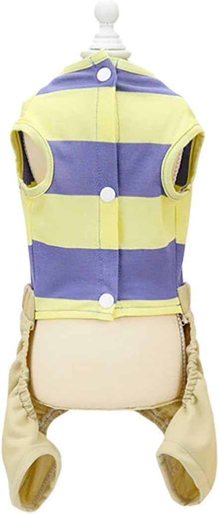 512Ik1u0rkL._AC_SL1100 Dog Shirt Clothes T Shirts Stripe Shirts 4 Legs Casual Shirt Overalls Cool Summer Onesie Tank Top Vest Dog Shirts for Small Dog Puppy Cat (Yellow, L)