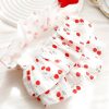Dog Princess Dresses for Small Dogs Clothes Cherry Costume Pet Suspenders Girl Cat Cute Lace Coat Floral Outfits Summer Costumes (M,Cherry)