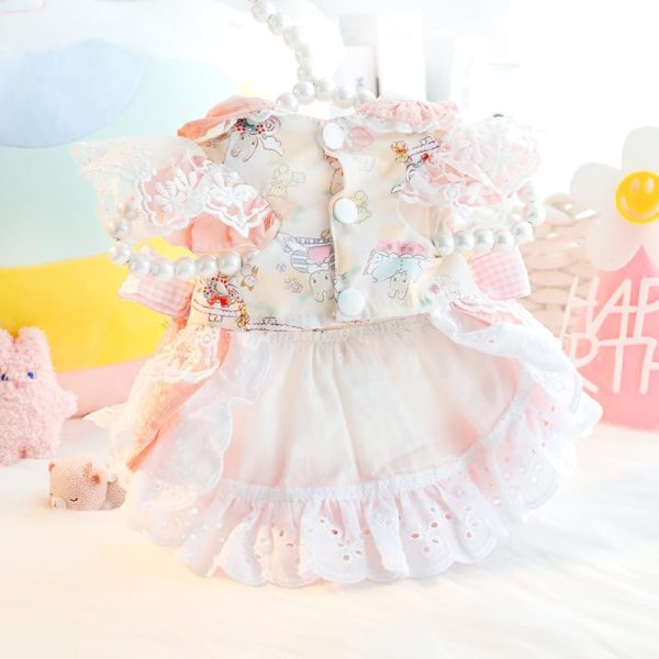 Dog Princess Dresses for Small Dogs Cat Lolita Lace Bow Clothes Candy Costume Pink Bear Pet Hoodies Girl Cute Coat Outfits Spring Costumes Summer (S,Candy Bear)