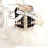 Dog Princess Dresses for Small Dogs Lolita Clothes Lace Tweed Costume Pet Girl Cute Coat Outfits Fall Costumes (M,White)