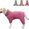 Dog Jumpsuit, Extra Large Stretch, 6XL, Yellow-Green Bar, for Medium-Sized, Adult Dogs, Surgical Recovery Dog Clothing, Polyester