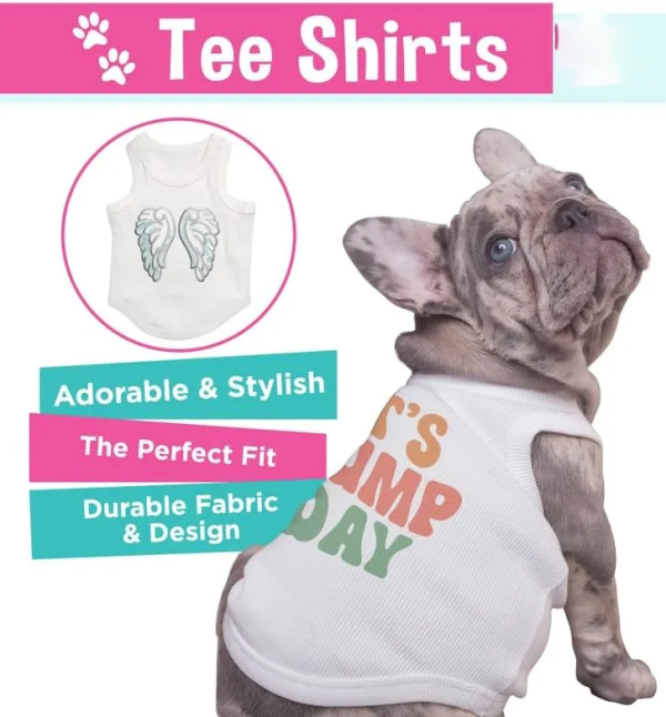 Cute Dog Clothes, Ribbed Tank Top T Shirt for Small, Medium or Large Pets, Breathable & Soft Cotton Blend (White, M)