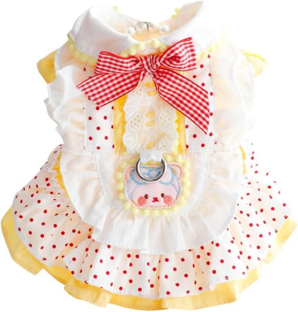 Dog Princess Dresses for Small Dogs Lolita Clothes Costume Pet Hoodies Girl Cute Coat Outfits Spring Costumes (S,Yellow)