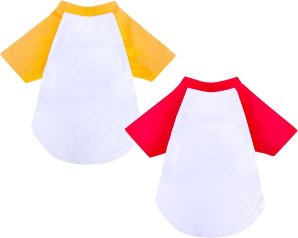 Dog Clothes for Small Dog, Breathable Stretchy Dog Raglan Shirt, Soft Comfortable Cat Puppy Kitten Pet Apparel Outfits (S（1-4lb）, Orang Blue & White Pink)