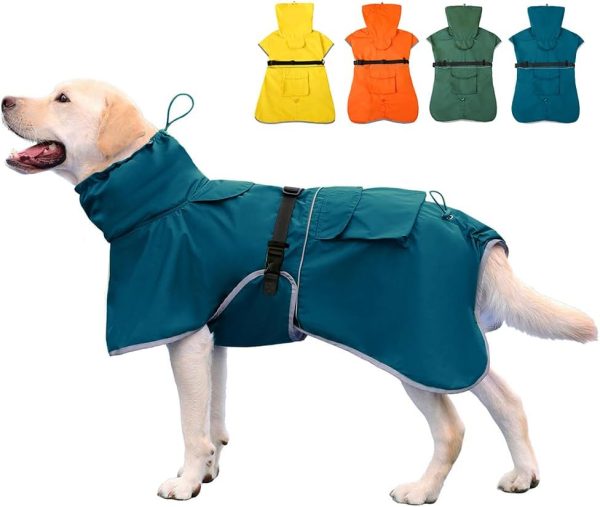 Pet Large Dog Raincoat Apparel Poncho Waterproof for Medium Large Sized for Dog Raincoat (Green, 6XL)