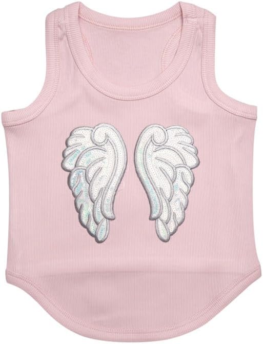 Cute Dog Clothes, Ribbed Tank Top T Shirt for Small, Medium or Large Pets, Breathable & Soft Cotton Blend (White, M)