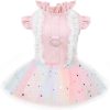 Small Dog Harness Dress Pink Cute Rainbow Tutu Dresses for Dogs Princess Summer Puppy Dog Dress for Small Dogs Girl Cat Dresses Clothes for Cats Only Shih Tzu Chihuahua Dog Clothes, Small