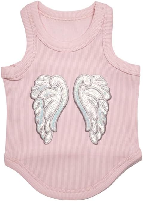 Cute Dog Clothes, Ribbed Tank Top T Shirt for Small, Medium or Large Pets, Breathable & Soft Cotton Blend (White, M)