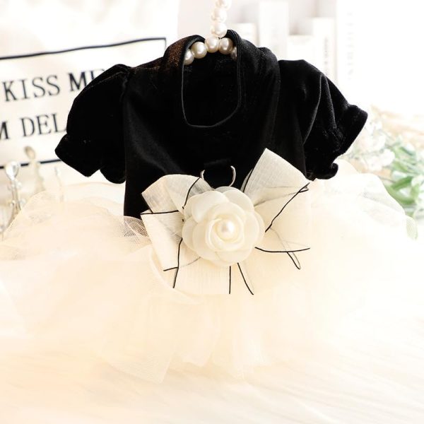 Dog Wedding Dresses for Small Dogs Skirt Lolita Puppy Clothes Princess Costume Pet Girl Cat Cute Bow Lace Coat Outfits Summer Costumes (M,Black-White)