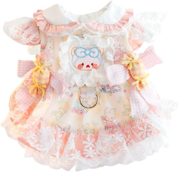 Dog Princess Dresses for Small Dogs Cat Lolita Lace Bow Clothes Candy Costume Pink Bear Pet Hoodies Girl Cute Coat Outfits Spring Costumes Summer (S,Candy Bear)