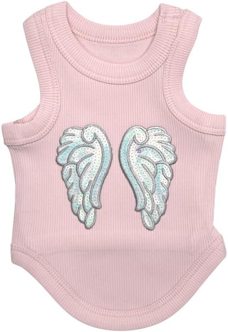 Cute Dog Clothes, Ribbed Tank Top T Shirt for Small, Medium or Large Pets, Breathable & Soft Cotton Blend (White, M)