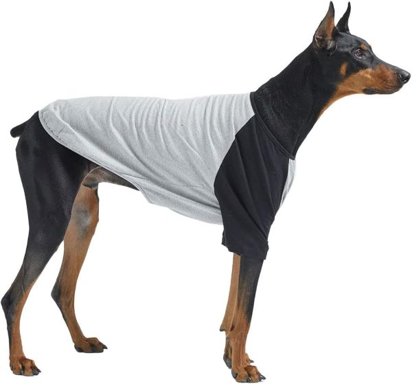 Dog Shirt for Small and Large Dogs Raglan Cotton T-Shirts Soft Breathable Dog Shirts pet Clothes Gray Series (Large, Gray/Mint)