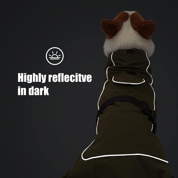 Dog Raincoat - Waterproof Dog Winter Jackets Windproof Coat with Velvet Inner Winter Dog Rain Coat with Reflective Strip,Black XL