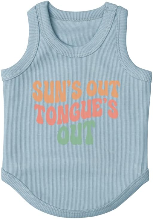 Cute Dog Clothes, Ribbed Tank Top T Shirt for Small, Medium or Large Pets, Breathable & Soft Cotton Blend (White, M)