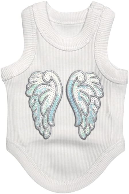 Cute Dog Clothes, Ribbed Tank Top T Shirt for Small, Medium or Large Pets, Breathable & Soft Cotton Blend (White, M)