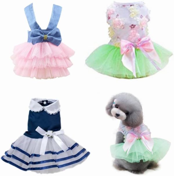 Small Dog Clothes for Girls Puppy Dresses Dog Clothe Tutu Dress for Girl Dog Puppy Clothes for Small Dog Outfits M