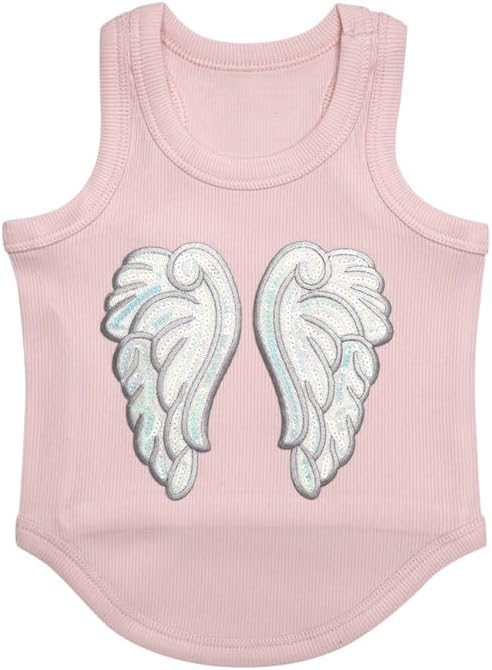Cute Dog Clothes, Ribbed Tank Top T Shirt for Small, Medium or Large Pets, Breathable & Soft Cotton Blend (White, M)
