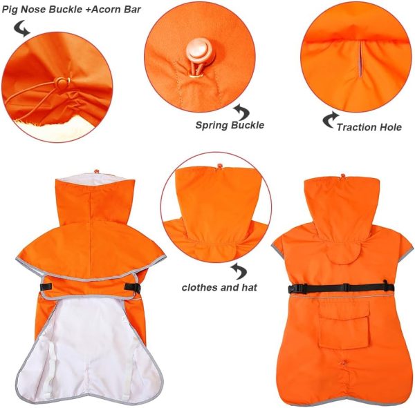 Pet Large Dog Raincoat Apparel Poncho Waterproof for Medium Large Sized for Dog Raincoat (Orange, 5XL)