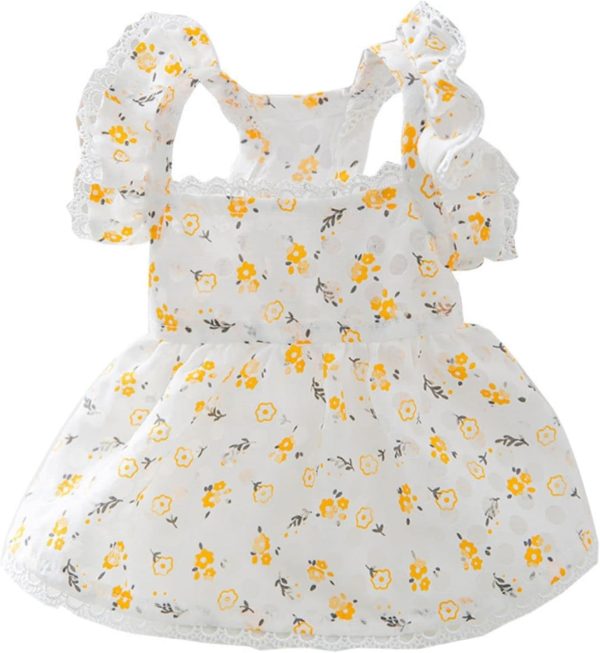 Dog Dress Soft Breathable Puppy Dresses Elegant Princess Lace Floral Pet Dress with Sunflower for Small Dog
