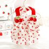 Dog Princess Dresses for Small Dogs Clothes Cherry Costume Pet Suspenders Girl Cat Cute Lace Coat Floral Outfits Summer Costumes (M,Cherry)