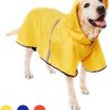 Dog Raincoat with Adjustable Belly Strap and Leash Hole - Hoodie with Reflective Strip - Waterproof Slicker Lightweight Breathable Rain Poncho Jacket for Medium Large Dogs - Easy to Wear, Yellow 5XL