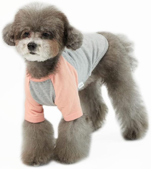 Dog Shirt for Small and Large Dogs Raglan Cotton T-Shirts Soft Breathable Dog Shirts pet Clothes Gray Series (Large, Gray/Mint)