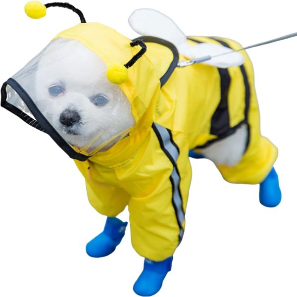 6154M01KIfL._AC_SL1500 Dog Raincoat, Clear Hooded Raincoat, Portable Waterproof Poncho with Reflective Trim and Storage Bag for Small Dogs, Medium Dogs, Large Dogs. (Small, Clouds-Blue)