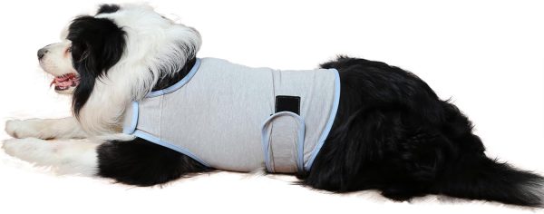 Dog Anxiety Vest, Comfort Dog Anxiety Relief Coat, Breathable Dog Calming Vest for Thunderstorm, Travel, Fireworks, Vet Visits (M,Light Grey)