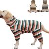 Dog Jumpsuit, Extra Large Stretch, 6XL, Yellow-Green Bar, for Medium-Sized, Adult Dogs, Surgical Recovery Dog Clothing, Polyester