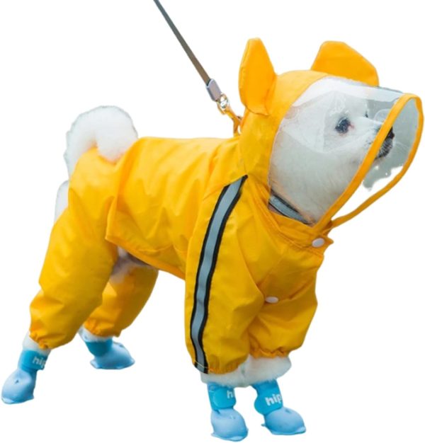 617wIsZdQbL._AC_SL1500 Dog Raincoat, Clear Hooded Raincoat, Portable Waterproof Poncho with Reflective Trim and Storage Bag for Small Dogs, Medium Dogs, Large Dogs. (Small, Clouds-Blue)