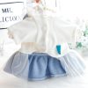Dog Princess Dresses for Small Dogs Lolita Clothes Bow Costume Pet Girl Cute Coat Outfits Fall Blue Costumes (M,Blue)