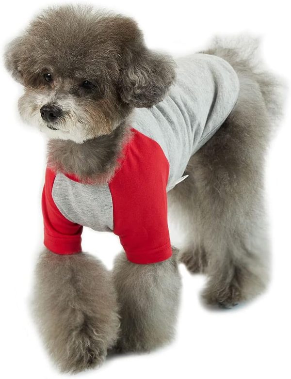 Dog Shirt for Small and Large Dogs Raglan Cotton T-Shirts Soft Breathable Dog Shirts pet Clothes Gray Series (Large, Gray/Mint)