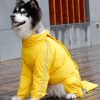 619zmHY1q2L._AC_SL1357 Dog Raincoat, 4 Legs Large Dog Rain Jacket with Reflective Stripe,Dog Hooded Waterproof Raincoats for Big Dogs,Large Breeds Dogs Rain Jackets with Legs,Tail- Male Dog (Yellow,12XL)