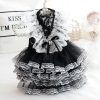 Dog Wedding Dresses for Small Dogs Lolita Clothes Princess Cat Costume Lace Black Pet Girl Cute Coat Outfits Summer Costumes (M,Black)
