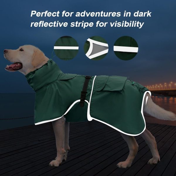 Pet Large Dog Raincoat Apparel Poncho Waterproof for Medium Large Sized for Dog Raincoat (Green, 6XL)