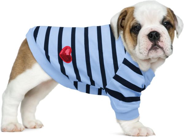 Pet Dog Striped T-Shirt Dogs Cats Cotton Vest Spring Summer Pet Apparel Tee Shirt Suitable for Small and Medium Large Pets French BullDog Bichon