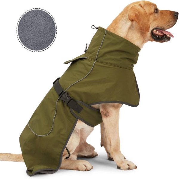 Dog Raincoat - Waterproof Dog Winter Jackets Windproof Coat with Velvet Inner Winter Dog Rain Coat with Reflective Strip,Black XL