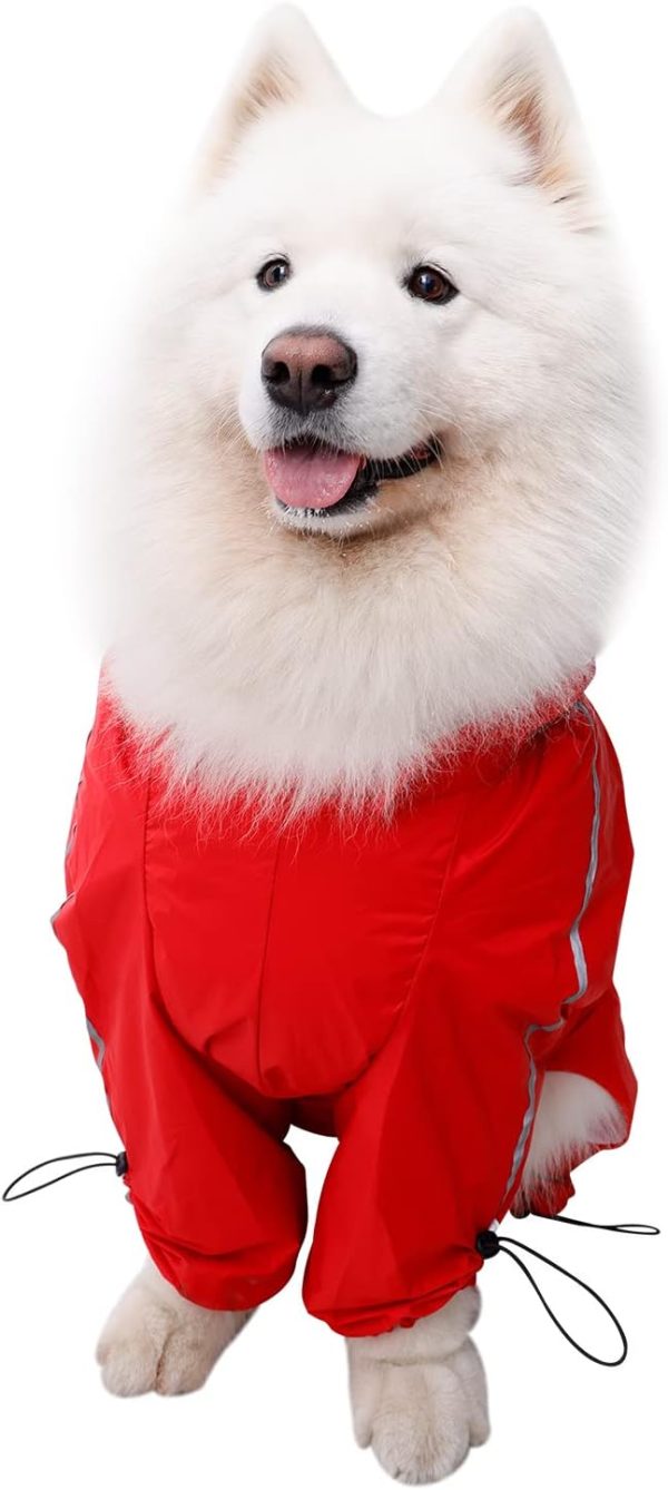 Dog Raincoat 2 Piece Sets, Adjustable Dog Rain Jacket and Vest, Double Layer, Storage Pocket for Giant,Large and Medium Dogs (Lake Blue, 12XL)