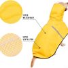 Dog Raincoat with Adjustable Belly Strap and Leash Hole - Hoodie with Reflective Strip - Waterproof Slicker Lightweight Breathable Rain Poncho Jacket for Medium Large Dogs - Easy to Wear, Yellow 5XL